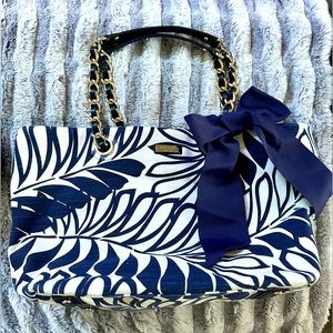 Kate Spade Blue and White Leaf Tote